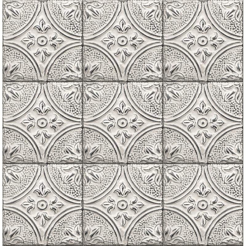 Acquire 2922-23763 Trilogy Cornelius White Tin Ceiling Tile White A-Street Prints Wallpaper