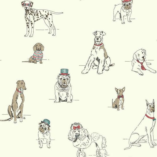 Save AF1939 Ashford Toiles Dog's Life  color red Animals Ashford House Wallpaper