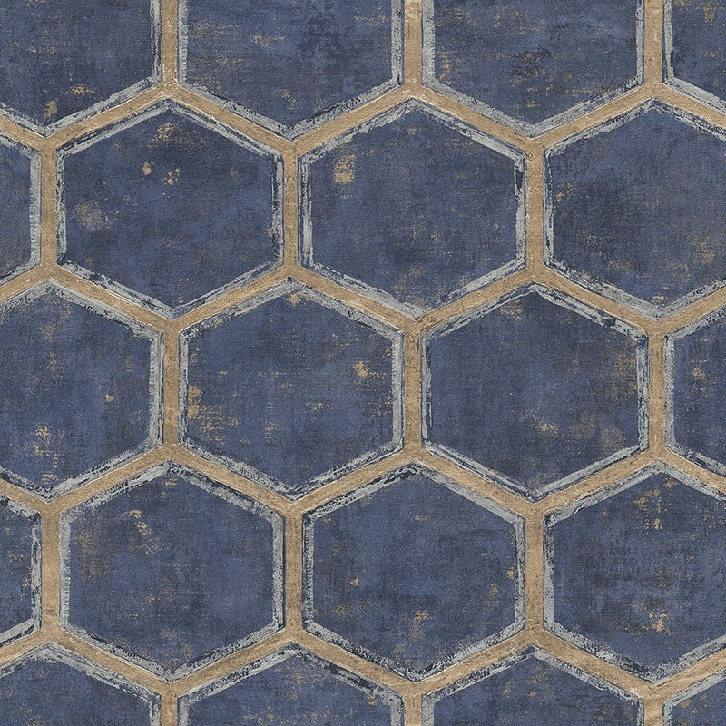 Select MW31502 Metalworks Blue Geometric by Seabrook Wallpaper