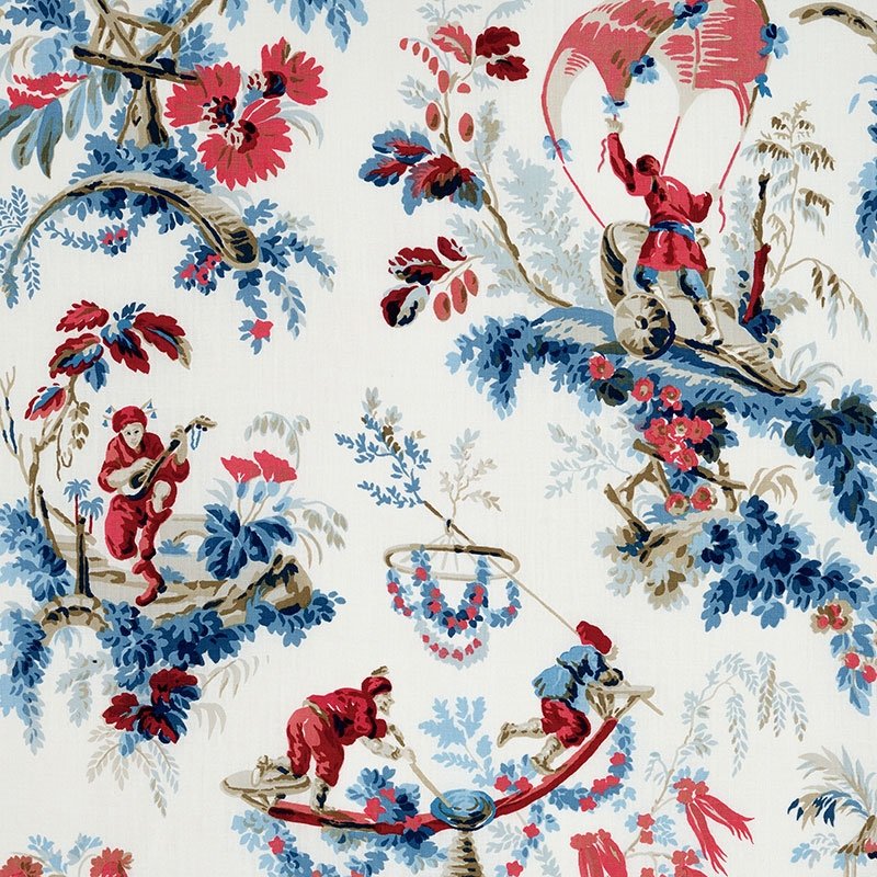 Purchase sample of 172853 Plaisirs De La Chine, Bleu  Rouge by Schumacher Fabric