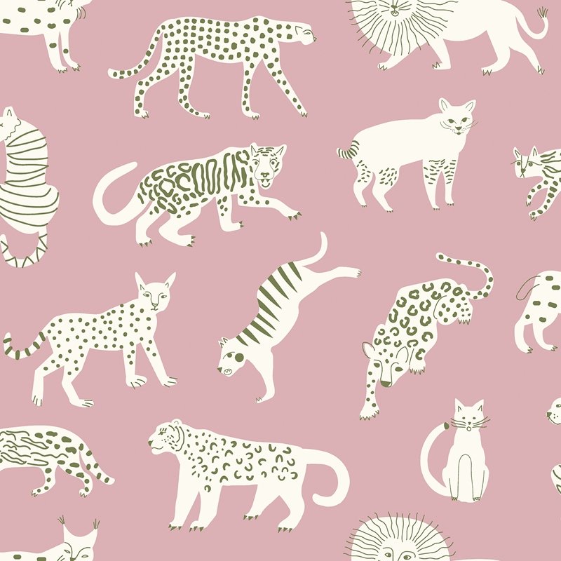 Acquire LDS4583 Leah Duncan Pink Kitty Kitty Peel & Stick Wallpaper Pink by NuWallpaper