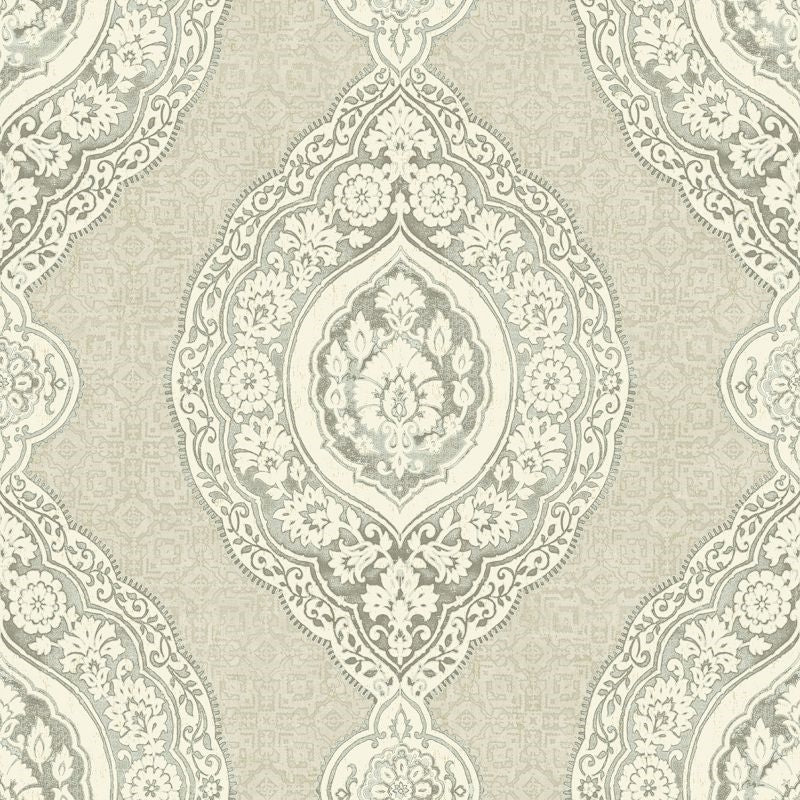 Sample RN70208 Jaipur 2 Oval Medallion Stripe Wallquest