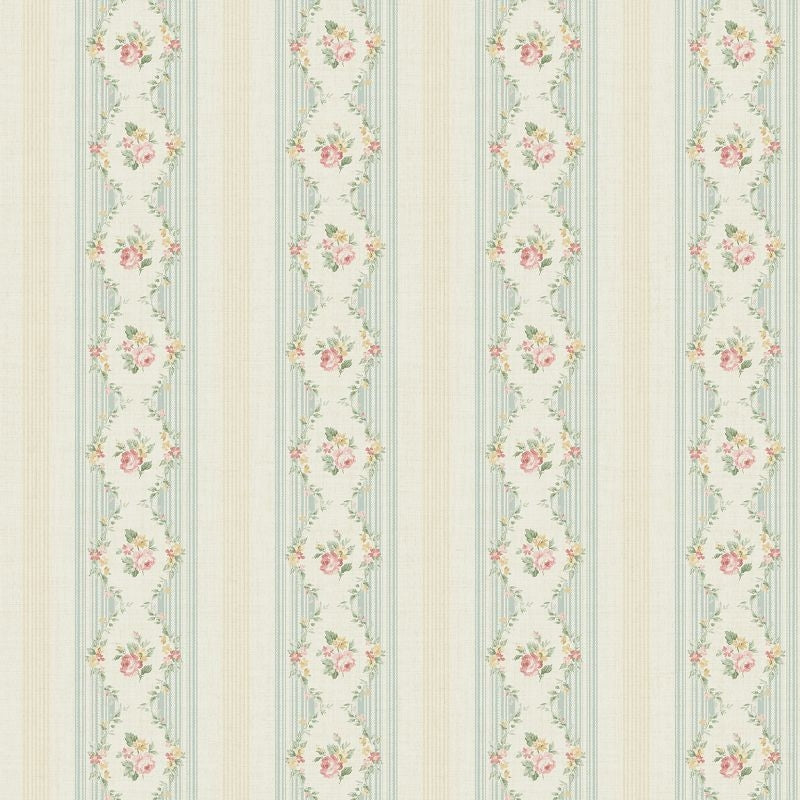 Select FG71102 Flora Floral Stripe by Wallquest Wallpaper