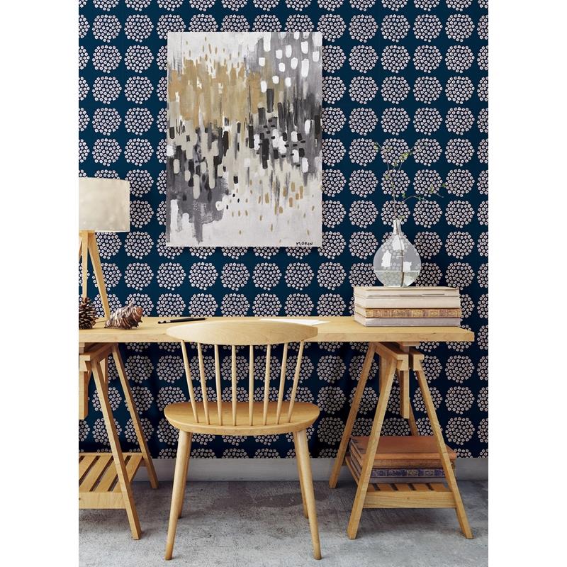 MKS4498 Marimekko Navy Puketti Peel &amp; Stick Wallpaper by NuWallpaper3