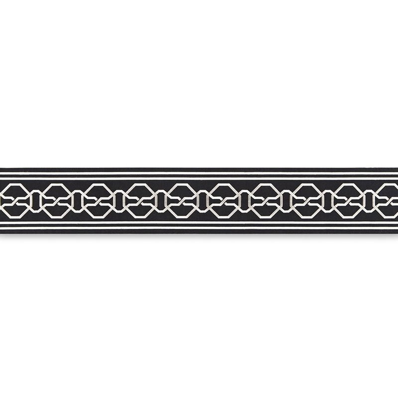 66153 | Malmaison Tape, Noir / Swan - Schumacher Fabric