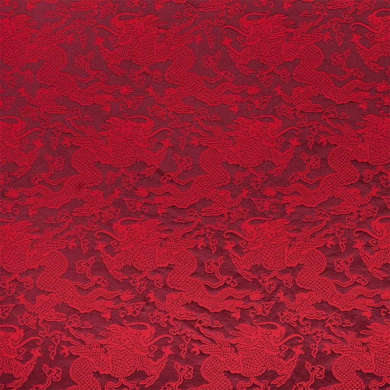 Purchase sample of 78101 Ruan Dragon Damask, Garnet by Schumacher Fabric
