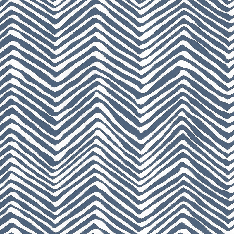 Sample AP303-39PV Petite Zig Zag, New Navy on White Vinyl by Quadrille Wallpaper