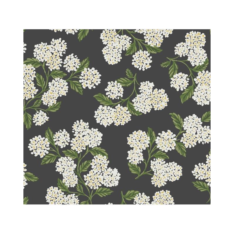 Sample RI5146 Rifle Paper Co. Hydrangea Black York Wallpaper