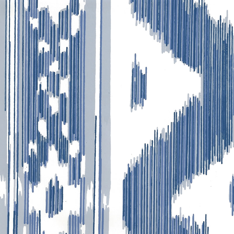 Sample 2020-01AWP Bali Hai, Multi Blues on Almost White by Quadrille Wallpaper