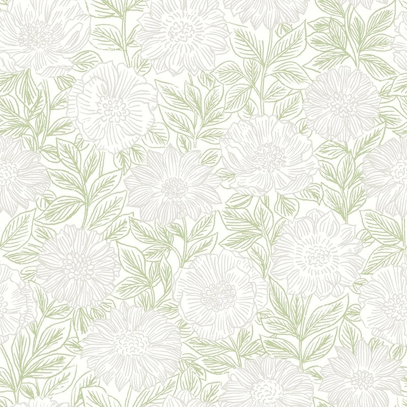 Find 4072-70044 Delphine Faustin Green Floral Wallpaper Green by Chesapeake Wallpaper