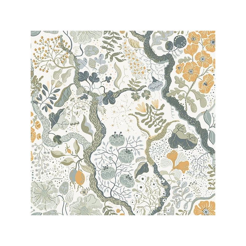 Sample 2932-65103 Lina, Ann Turquoise Floral Vines  by A-Street Prints Wallpaper