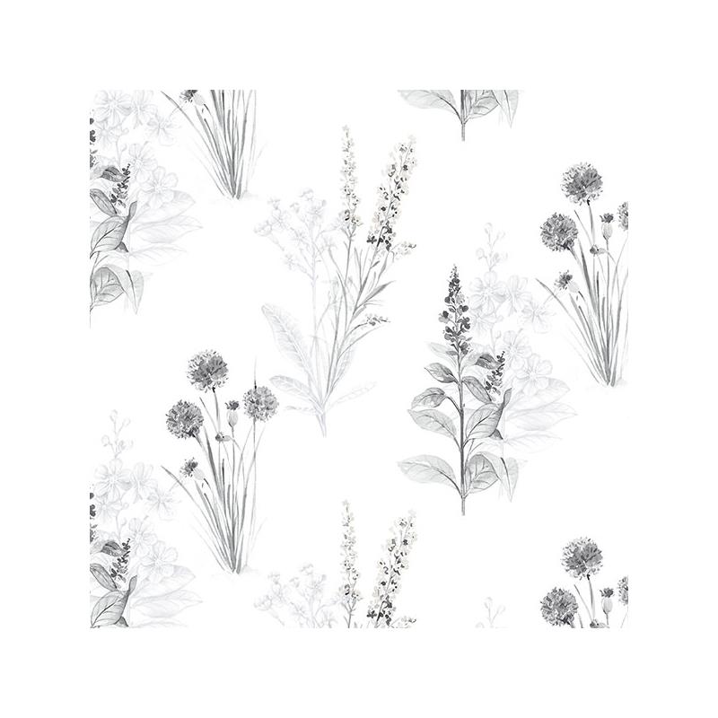 Sample AB42443 Flourish Abby Rose 4, Grey Flora Wallpaper in Greys Black by Norwall