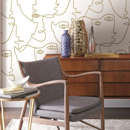 Save Psw1054Rl Line Art Bohemian Gold Peel And Stick Wallpaper