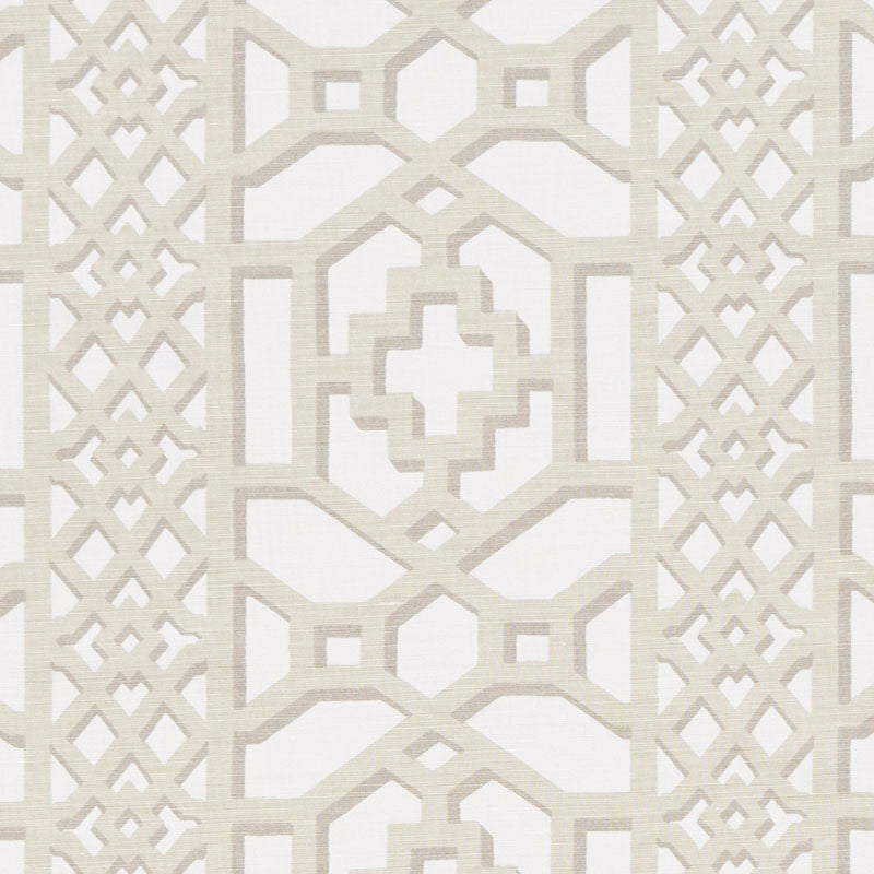 Purchase sample of 175744 Zanzibar Trellis Matte, Sand by Schumacher Fabric