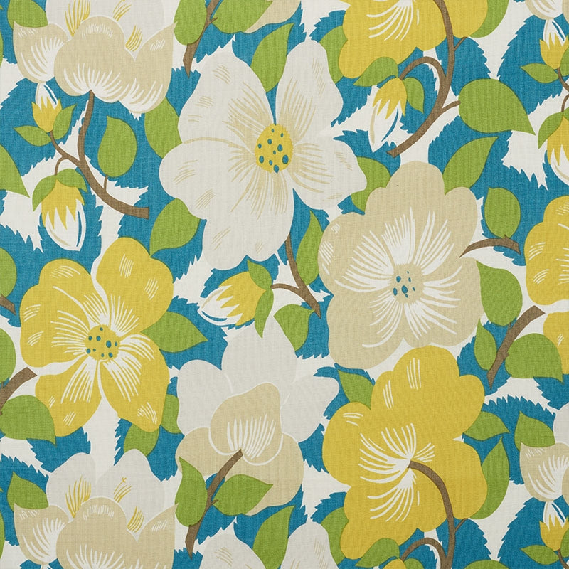 Purchase sample of 177560 Magnolias, Citron & Peacock by Schumacher Fabric