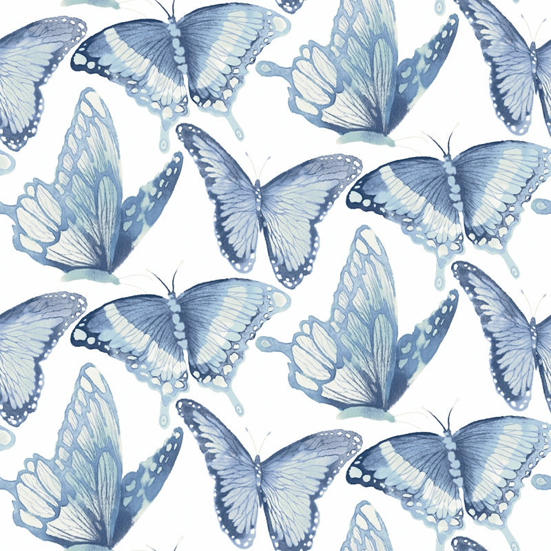 Sample 3124-13932 Thoreau, Janetta Blue Butterfly Wallpaper by Chesapeake