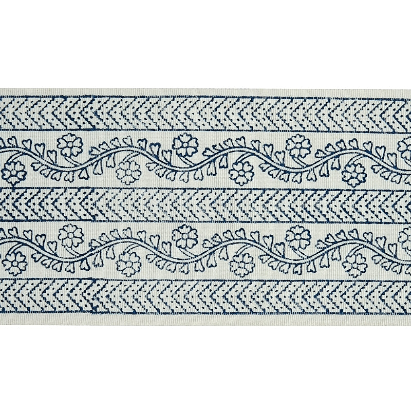 Sample 78441 Arbela Hand Blocked Tape, Indigo By Schumacher Trim