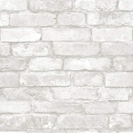Save NU3010 Grey and White Brick Geometric Peel and Stick by Wallpaper