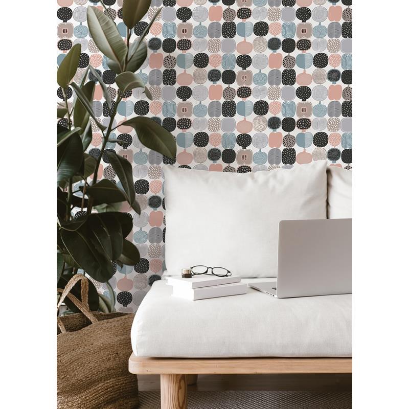 MKS4500 Marimekko Pink and Grey Kompotti Peel &amp; Stick Wallpaper by NuWallpaper3