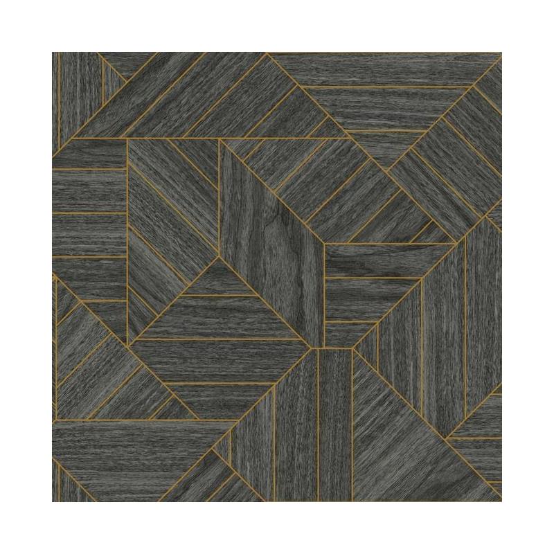 Sample HO3372 Tailored, Wood Geometric color Black Geometrics by York Wallpaper