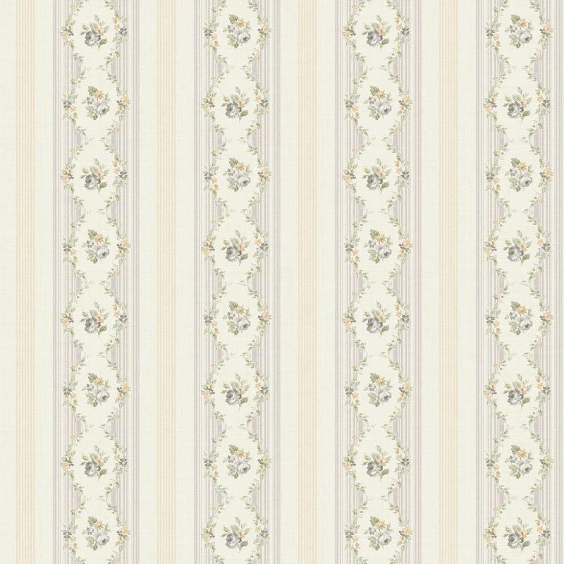 Save FG71108 Flora Floral Stripe by Wallquest Wallpaper