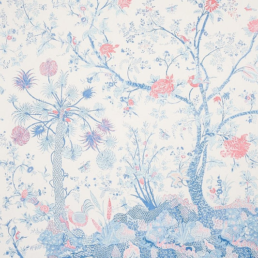 Shop 5012330 Amaltas Panel Blue and Red Schumacher Wallcovering Wallpaper