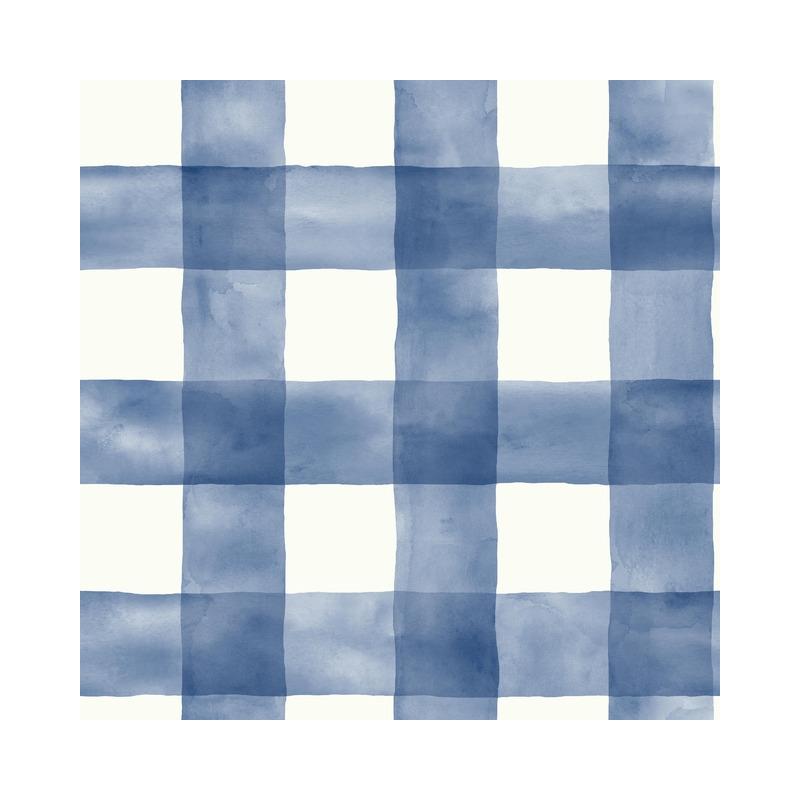Sample PSW1078RL Watercolors, Plaid Blue Peel and Stick Wallpaper