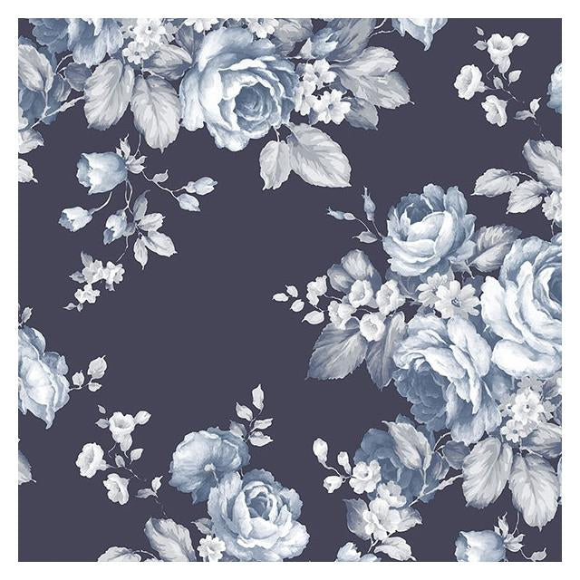 Shop AF37703 Flourish (Abby Rose 4) Blue Grand Floral Wallpaper by Norwall Wallpaper