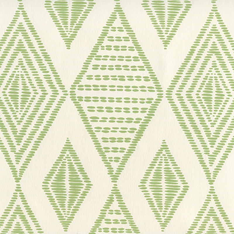 Sample AP850-06 Safari Embroidery, Jungle Green on Almost White by Quadrille Wallpaper