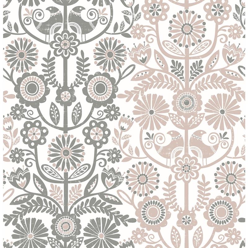 Sample 2821-25105 Folklore. Lovebirds, Light Pink by A-Street Wallpaper