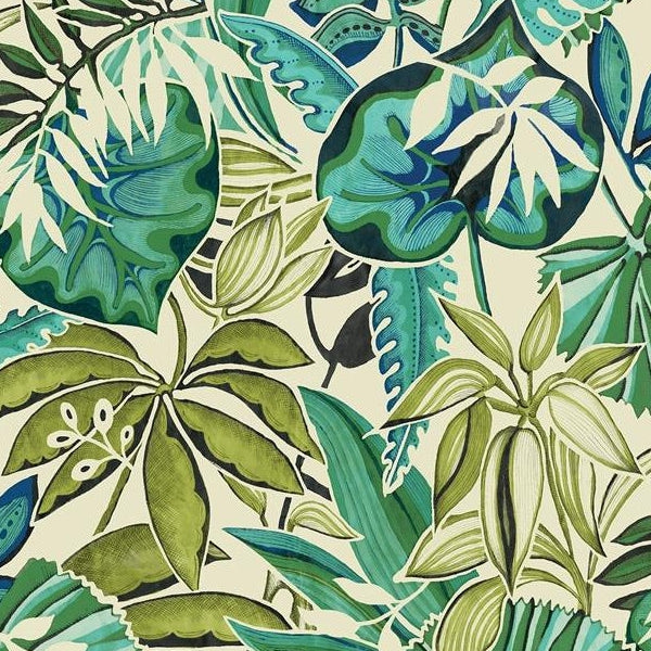 Buy CBS4513 Caroline et Bettina Turquoise Feuilles Peel and Stick Wallpaper Turquoise by NuWallpaper