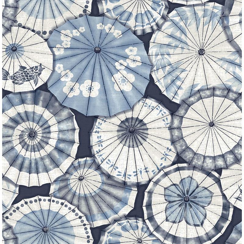Sample 2764-24361 Mikado Blue Parasol Mistral by A-Street Prints