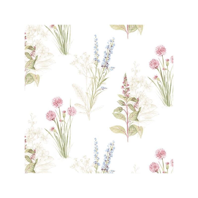 Sample AB42445 Flourish Abby Rose 4, Neutral Flora Wallpaper in Cream, Blues Pink by Norwall