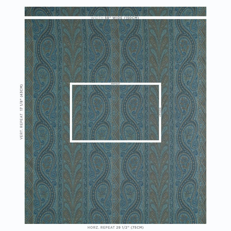 Order 50774 Chatelaine Paisley Blue Schumacher Fabric