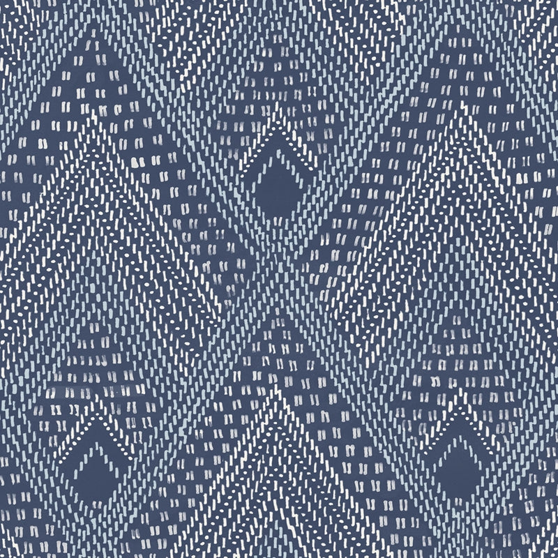 Sample RY30502 Boho Rhapsody, Panama Boho Diamonds Coastal Blue Seabrook Wallpaper