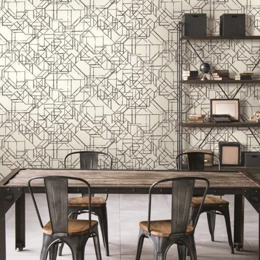 Looking Psw1050Rl Line Art Geometrics Black Peel And Stick Wallpaper