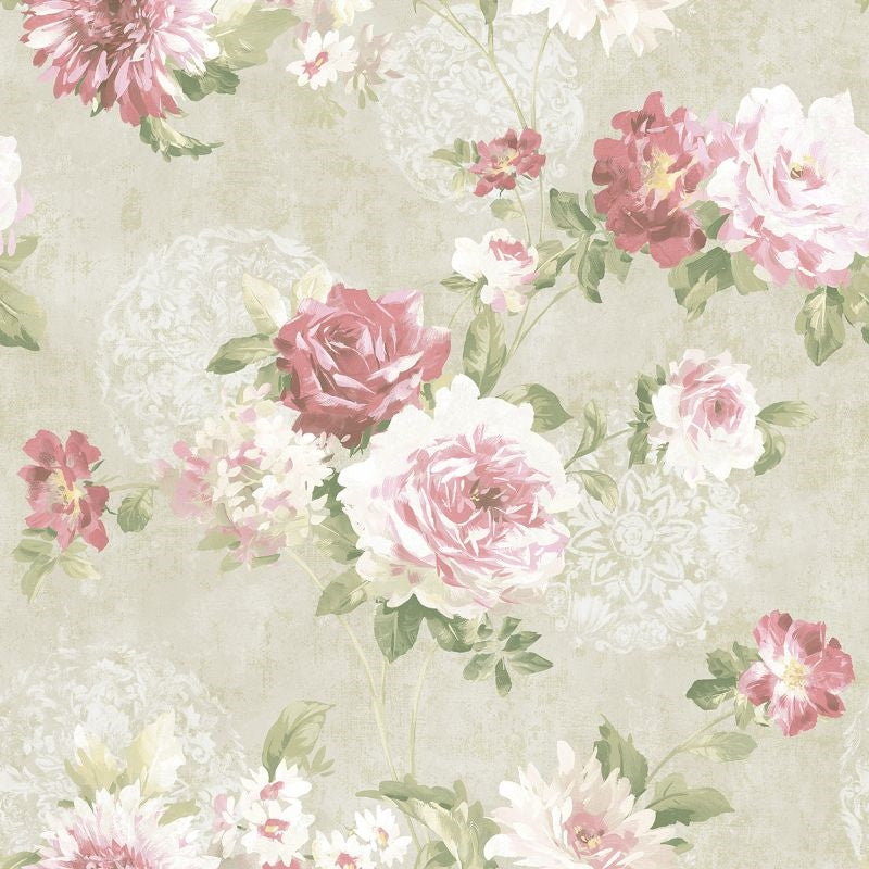 View VA10501 Via Allure 2 Rose Floral by Wallquest Wallpaper