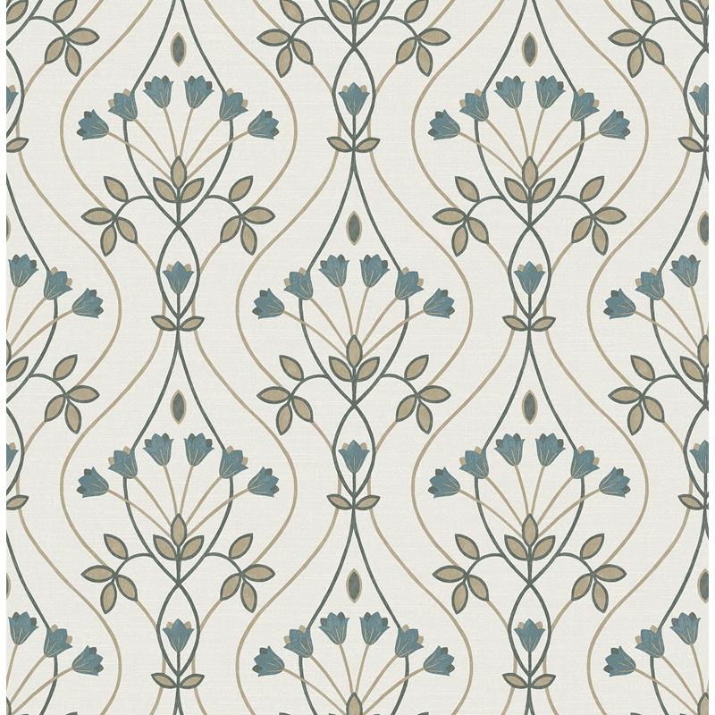 Purchase 2970-26145 Revival Dard Teal Tulip Ogee Wallpaper Teal A-Street Prints Wallpaper