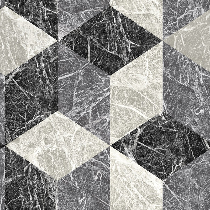 Sample DD347318 Design Department, Rizzo Black Geometric Stone Wallpaper by Brewster