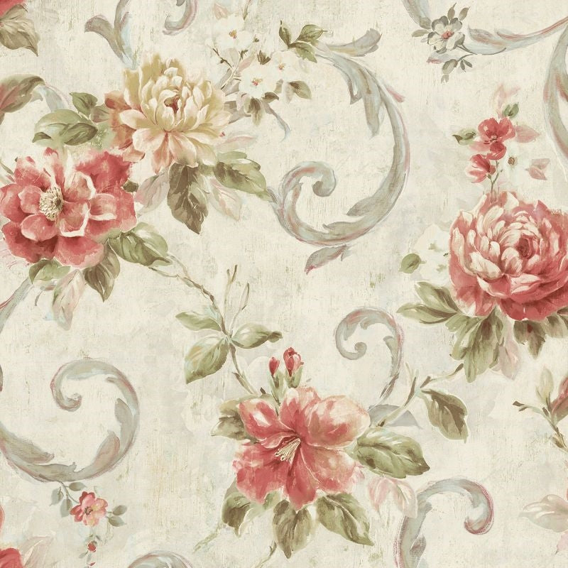 Select VA10901 Via Allure 2 Floral Scroll by Wallquest Wallpaper
