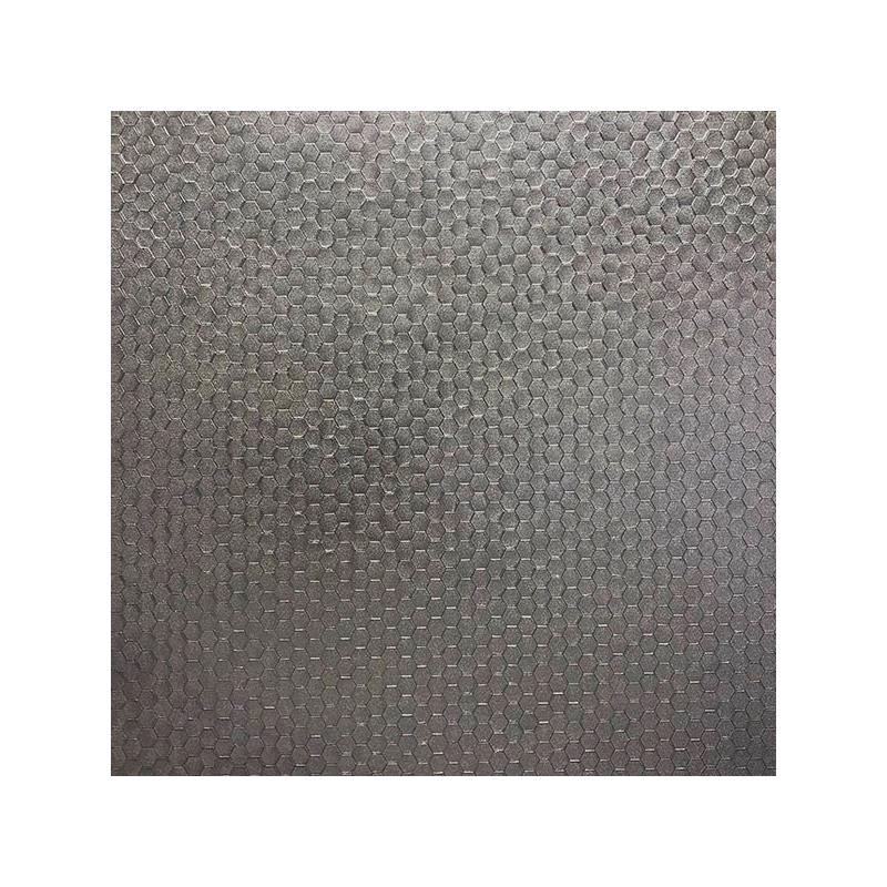 Sample 2927-42488 Polished, Carbon Pewter Honeycomb Geometric by Brewster Wallpaper