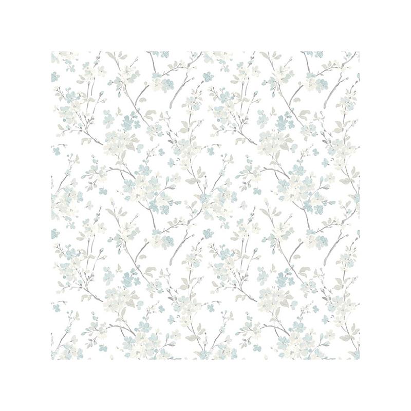 Sample 3122-10910 Flora and Fauna Glinda Aqua Floral Trail by Chesapeake Wallpaper