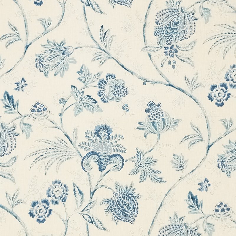 Looking 176490 Chinoiserie Vine China Blue by Schumacher Fabric