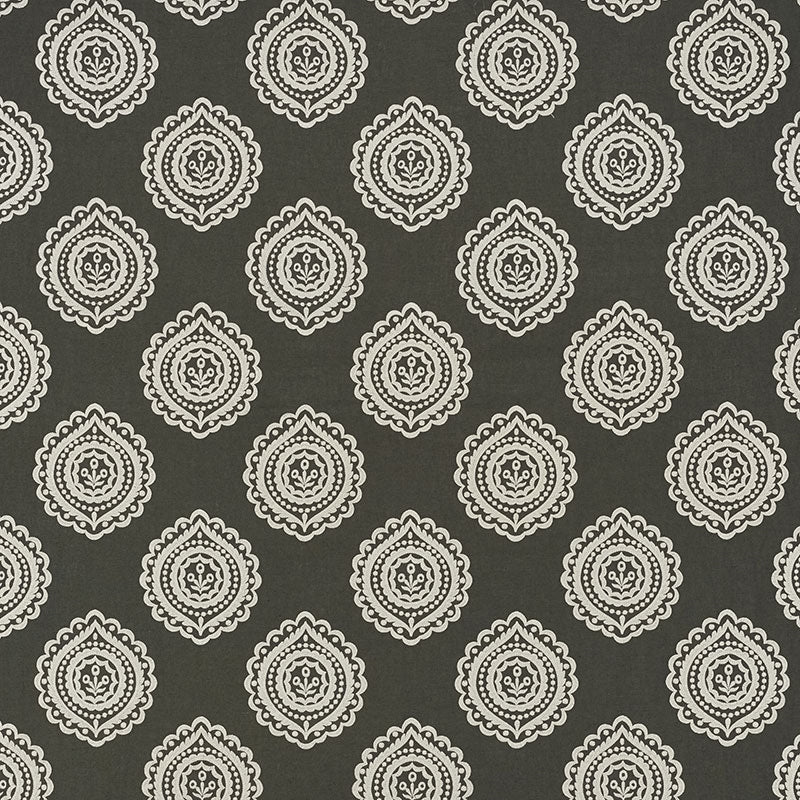 Purchase sample of 70205 Olana Linen Embroidery, Graphite by Schumacher Fabric
