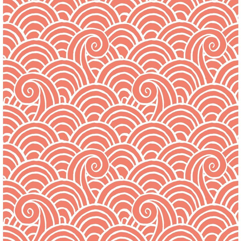 Acquire 4081-26306 Happy Alorah Coral Wave Coral A-Street Prints Wallpaper