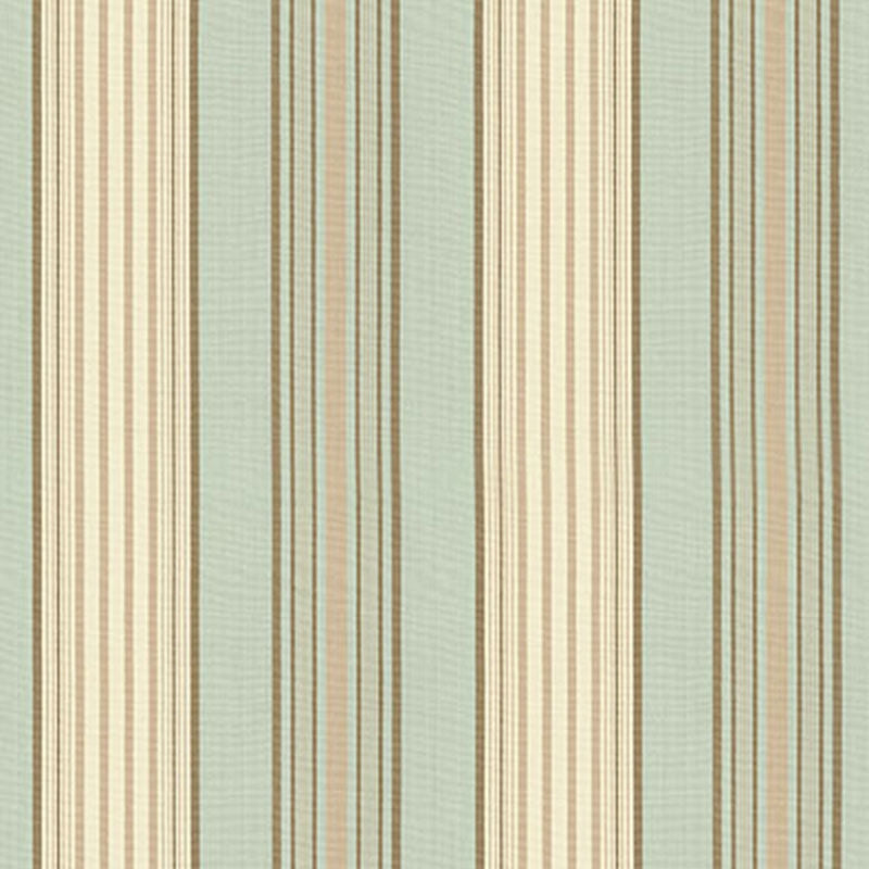 Purchase sample of 62962 Saratoga Cotton Stripe, Aqua / Flax/ Mocha by Schumacher Fabric