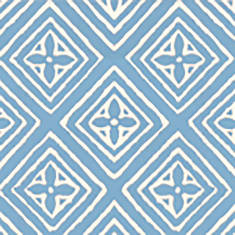 Sample 2490-43WP Fiorentina, Zibby Blue on Almost White by Quadrille Wallpaper