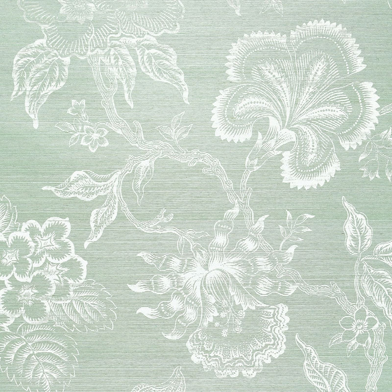 Shop 5006092 Hothouse Flowers Sisal Seaglass Chalk Schumacher Wallpaper