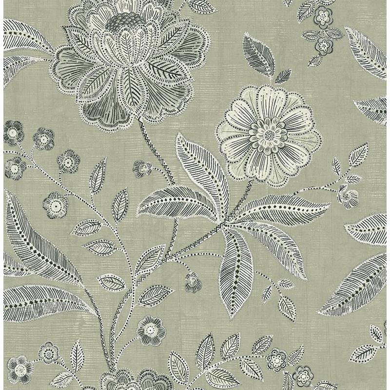 Acquire MK20300 Metallika Black Floral by Seabrook Wallpaper