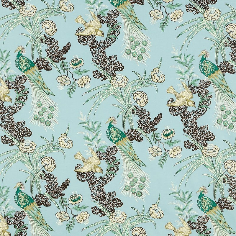 Purchase sample of 175912 Peacock, Aqua by Schumacher Fabric